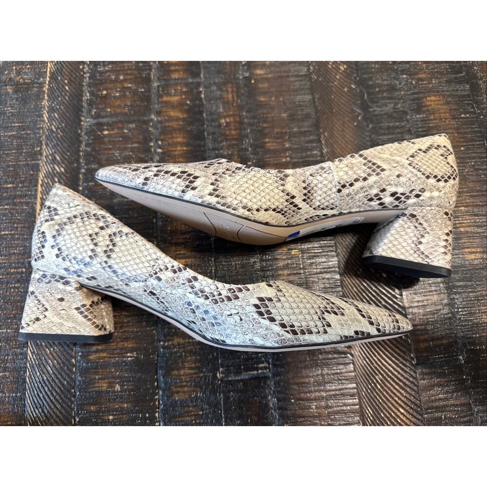 Franco Sarto Snake Print Block Heel Pointed Toe Pumps Women's Size 7M Mob Wife